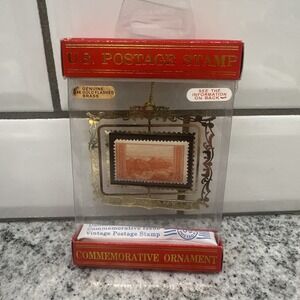 Grand Canyon U.S. Postage Stamp Christmas Ornament 24k Gold Flashed Brass Packag